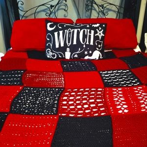 Gothic crochet afghan throw granny blanket